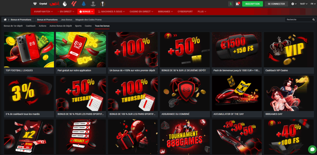 Les bonus de 888Starz sont disponibles pour les joueurs existants
