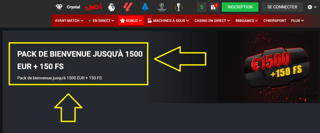 Bonus de bienvenue pour les joueurs de casino sur 888Starz